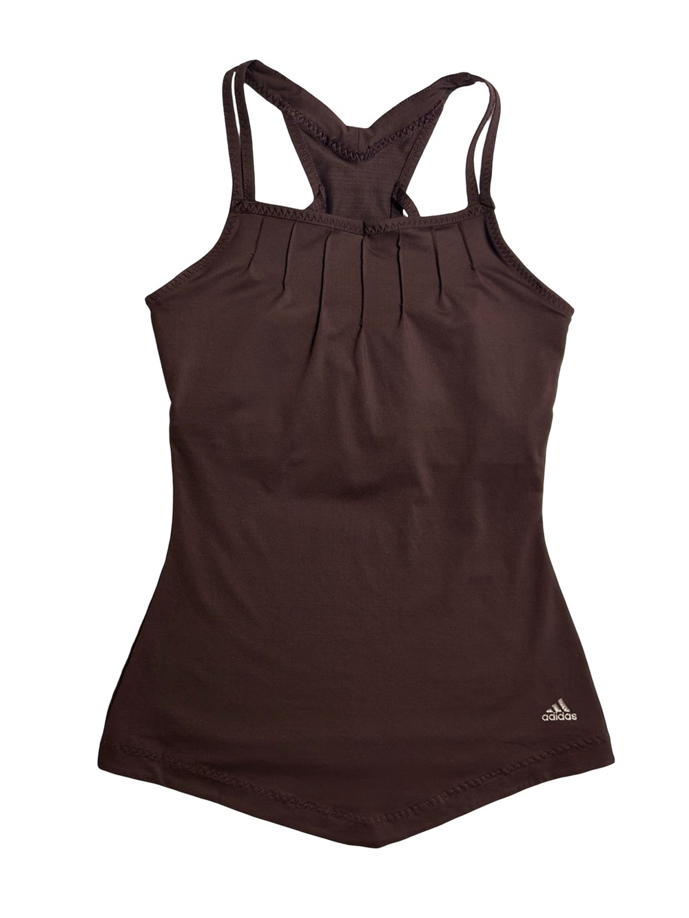 Y2K 2000s Adidas Chocolate Brown Athletic Racerback Tank Top With Built in Bra